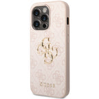 Guess GUHCP15X4GMGPI iPhone 15 Pro Max 6.7" rožinis/rožinis kietas dėklas 4G Didelis metalinis logotipas