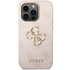 Guess GUHCP15X4GMGPI iPhone 15 Pro Max 6.7" rožinis/rožinis kietas dėklas 4G Didelis metalinis logotipas