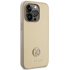 Guess dėklas iPhone 15 Pro Max – auksinis, eko oda