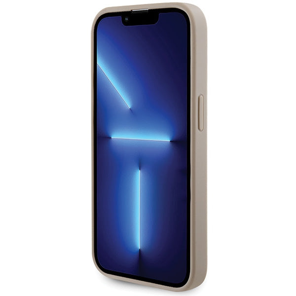 Guess dėklas iPhone 15 Pro Max – auksinis, eko oda