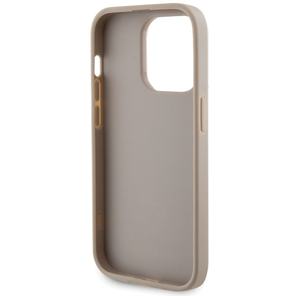 Guess dėklas iPhone 15 Pro Max – auksinis, eko oda