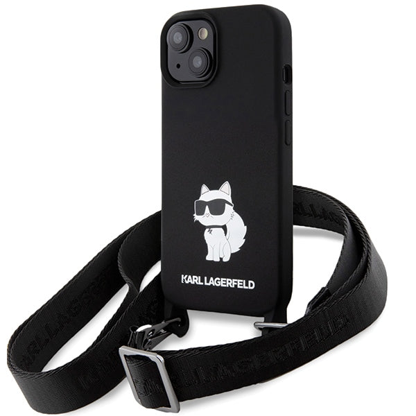 Karl Lagerfeld dėklas su dirželiu iPhone 15 – juodas