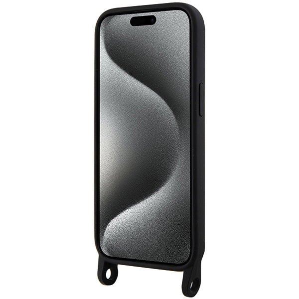 Karl Lagerfeld dėklas su dirželiu iPhone 15 – juodas