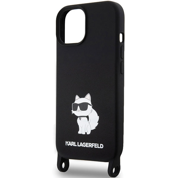 Karl Lagerfeld dėklas su dirželiu iPhone 15 – juodas