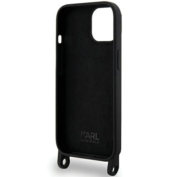 Karl Lagerfeld dėklas su dirželiu iPhone 15 – juodas