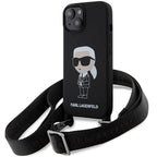 Karl Lagerfeld dėklas su dirželiu iPhone 15 – juodas