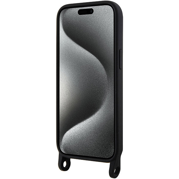Karl Lagerfeld dėklas su dirželiu iPhone 15 – juodas