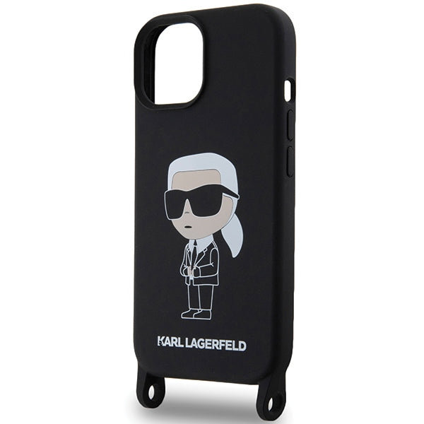 Karl Lagerfeld dėklas su dirželiu iPhone 15 – juodas