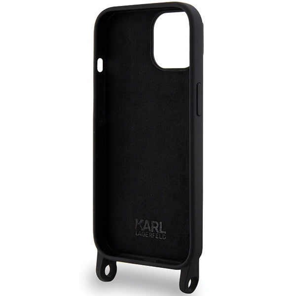 Karl Lagerfeld dėklas su dirželiu iPhone 15 – juodas