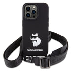 Karl Lagerfeld dėklas iPhone 15 Pro Max su dirželiu – juodas