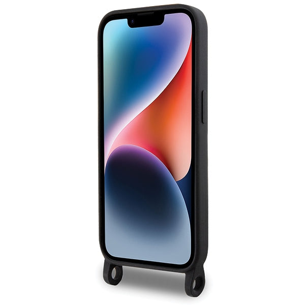 Karl Lagerfeld dėklas iPhone 15 Pro Max su dirželiu – juodas