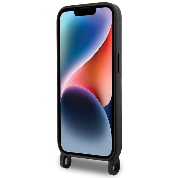 Karl Lagerfeld Crossbody silikoninis dėklas iPhone 15 Pro Max – juodas