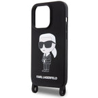 Karl Lagerfeld Crossbody silikoninis dėklas iPhone 15 Pro Max – juodas