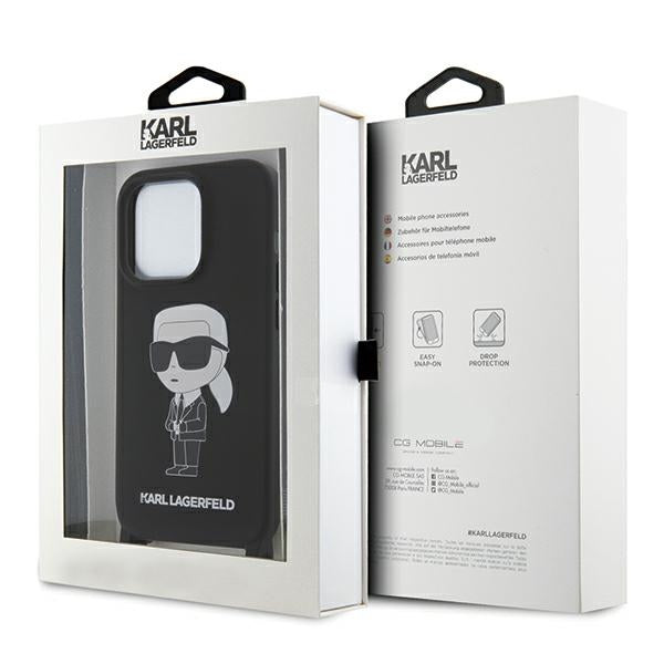 Karl Lagerfeld Crossbody silikoninis dėklas iPhone 15 Pro Max – juodas