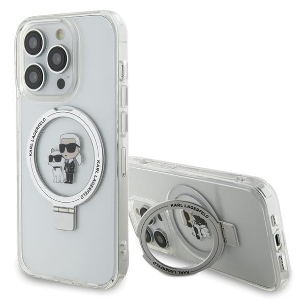 Karl Lagerfeld MagSafe dėklas iPhone 14 Pro su žiedu – baltas