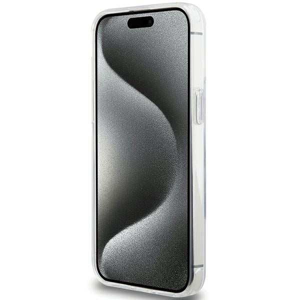 Karl Lagerfeld MagSafe dėklas su žiedu iPhone 15 Pro – baltas