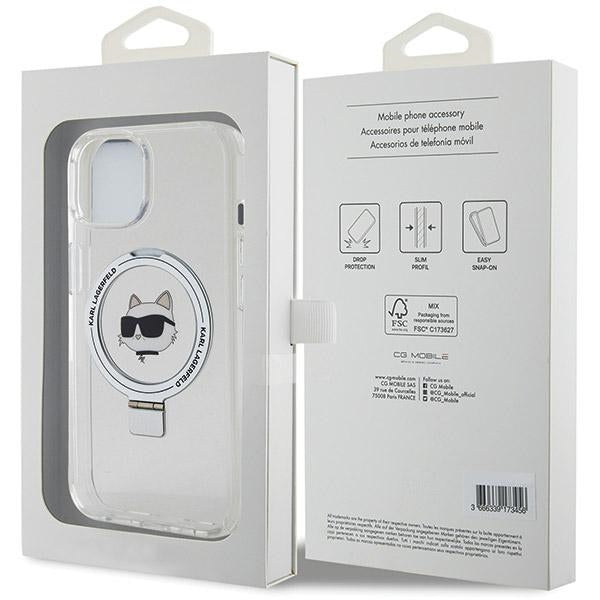 Karl Lagerfeld MagSafe dėklas iPhone 15 Plus – baltas