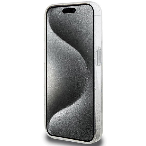 Karl Lagerfeld MagSafe dėklas su žiedu iPhone 15 – baltas