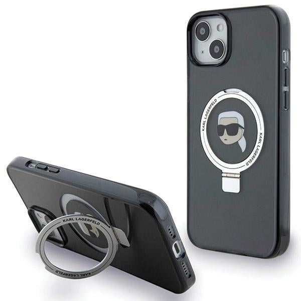 Karl Lagerfeld MagSafe dėklas su stovu iPhone 15 – juodas -- iPhone 15