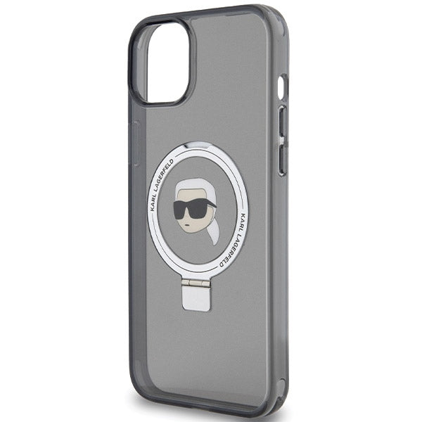 Karl Lagerfeld MagSafe dėklas su stovu iPhone 15 – juodas -- iPhone 15
