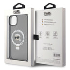 Karl Lagerfeld MagSafe dėklas su stovu iPhone 15 – juodas -- iPhone 15