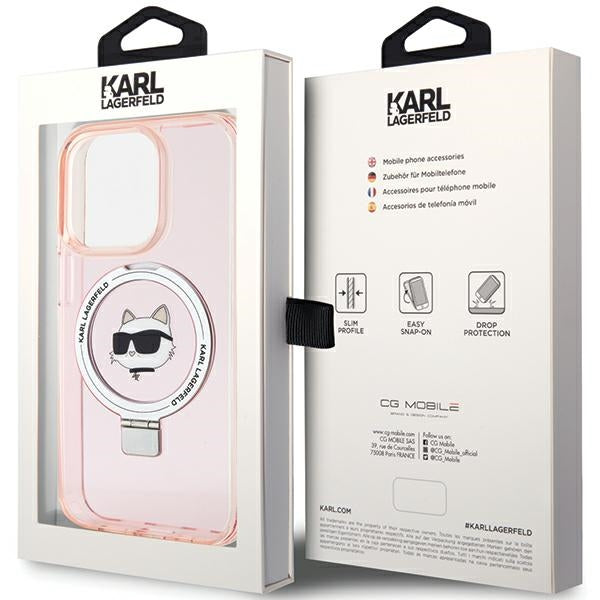 Karl Lagerfeld MagSafe dėklas iPhone 15 Pro Max – rožinis