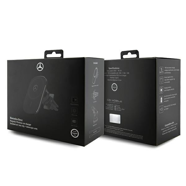 Mercedes MEWCCGSLK 15W indukcinis laikiklis ventiliacijos grotelėms / stiklui, juodas/juodas Silver Stars MagSafe