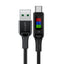 Acefast C7-04 USB-A USB-C 60W 1.2m laidas su ekranu - juodas