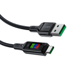 Acefast C7-04 USB-A USB-C 60W 1.2m laidas su ekranu - juodas