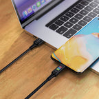 Acefast C7-04 USB-A USB-C 60W 1.2m laidas su ekranu - juodas