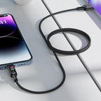 Acefast C7-04 USB-A USB-C 60W 1.2m laidas su ekranu - juodas
