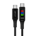 Acefast C7-03 USB-C USB-C 100W 1.2m laidas su ekranu - juodas
