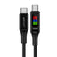 Acefast C7-03 USB-C USB-C 100W 1.2m laidas su ekranu - juodas