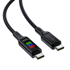 Acefast C7-03 USB-C USB-C 100W 1.2m laidas su ekranu - juodas