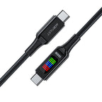 Acefast C7-03 USB-C USB-C 100W 1.2m laidas su ekranu - juodas