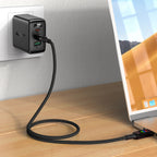 Acefast C7-03 USB-C USB-C 100W 1.2m laidas su ekranu - juodas