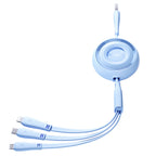Joyroom Colorful Series S-A40 ištraukiamas 3in1 USB-A - USB-C / Lightning / Micro USB laidas 1m - mėlynas