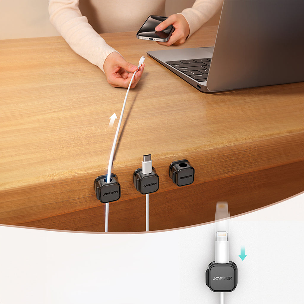 Joyroom JR-ZS368 magnetinis laidų organizatorius – juodas (3 vnt.) -- Cable Organizers