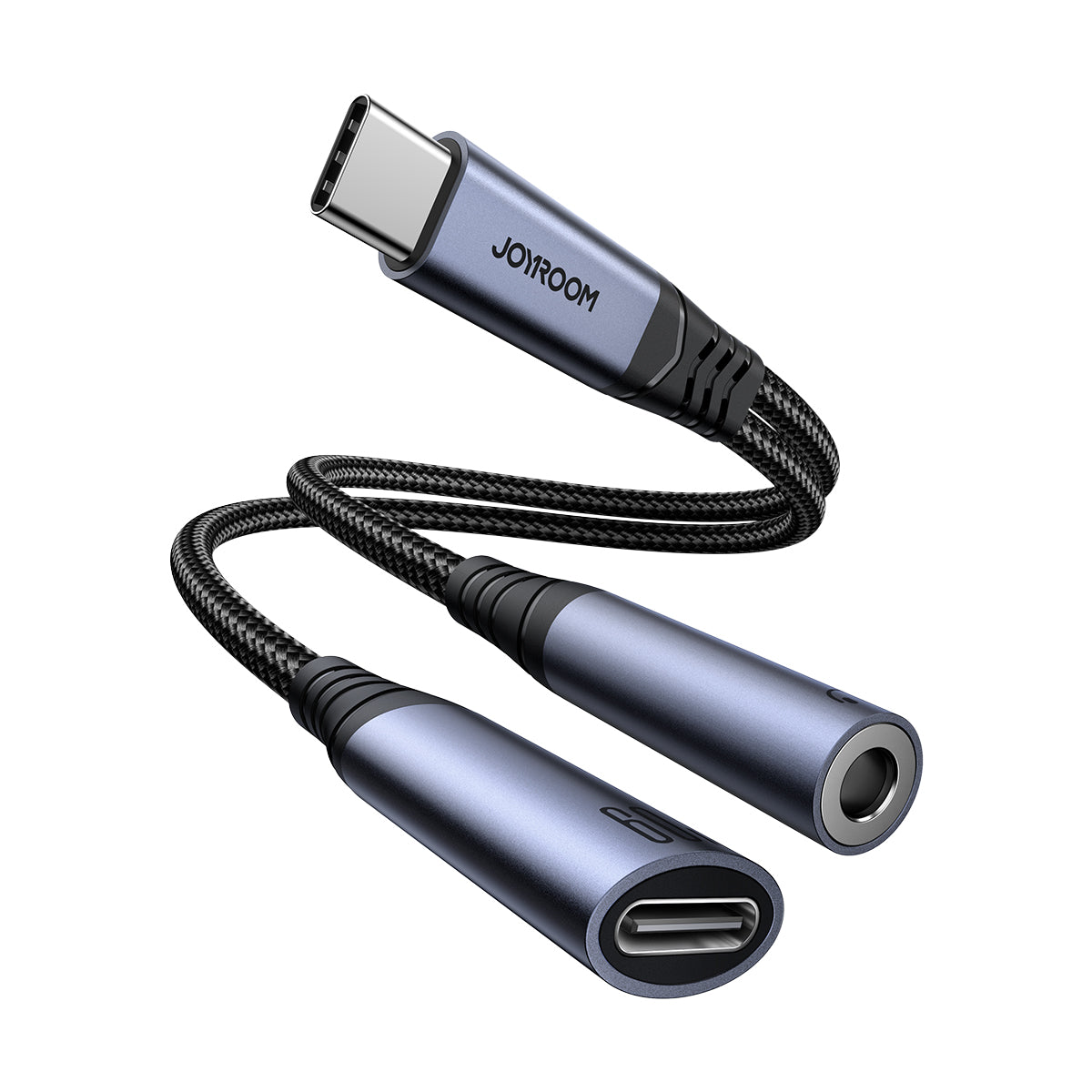 Joyroom SY-C02 2in1 DAC adapteris USB-C į USB-C / 3,5 mm mini lizdas - juodas