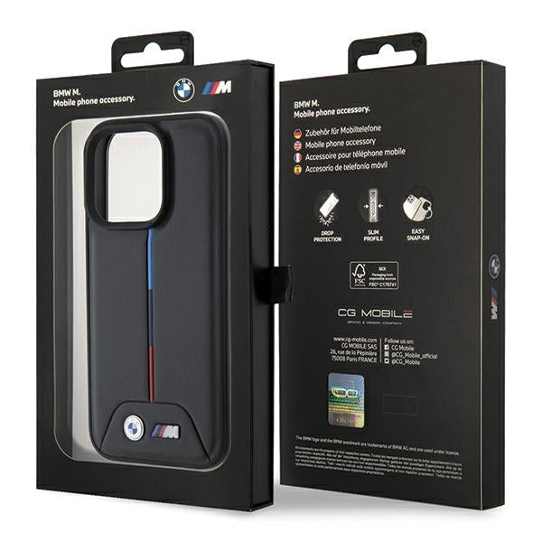 BMW Quilted Tricolor dėklas iPhone 15 Pro – juodas