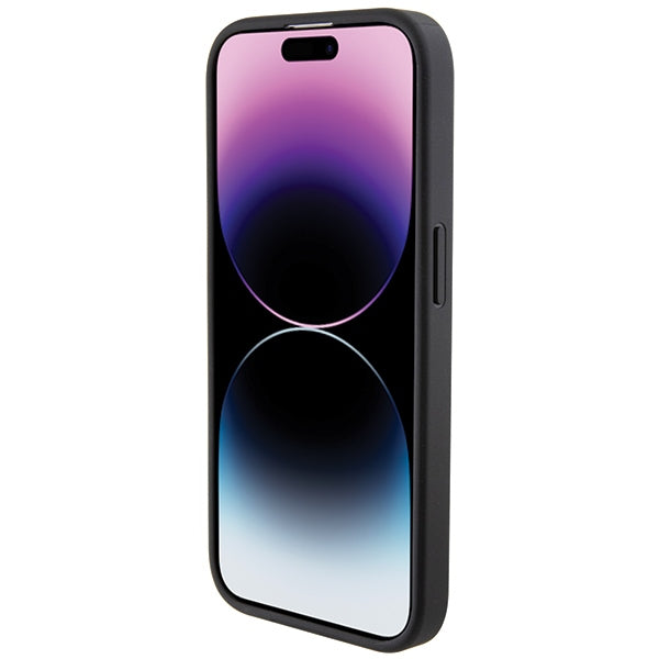 BMW Grip Stand Smooth & Carbon dėklas iPhone 15 Pro – juodas