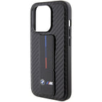 BMW Grip Stand Smooth & Carbon dėklas iPhone 15 Pro – juodas