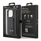 BMW Grip Stand Smooth & Carbon dėklas iPhone 15 Pro – juodas
