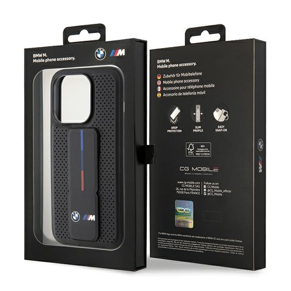 BMW Grip Stand odinis dėklas iPhone 15 Pro – juodas