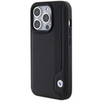 BMW Leather Blue Dots dėklas iPhone 15 Pro Max – juodas