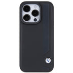 BMW Leather Blue Dots dėklas iPhone 15 Pro Max – juodas