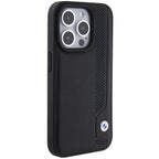 BMW Leather Blue Dots dėklas iPhone 15 Pro Max – juodas