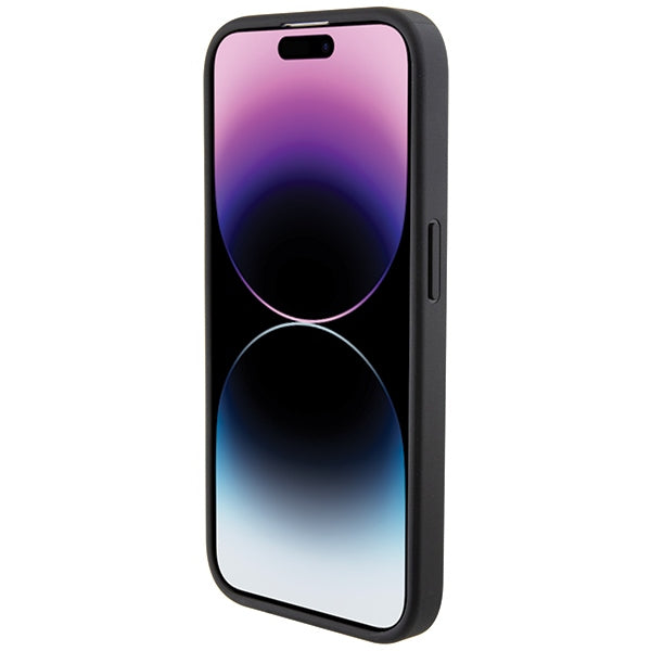 BMW Leather Blue Dots dėklas iPhone 15 Pro Max – juodas