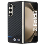 BMW Leather Carbon dėklas Samsung Galaxy Z Fold5 – juodas -- Samsung Galaxy Z Fold 5