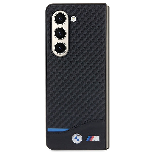 BMW Leather Carbon dėklas Samsung Galaxy Z Fold5 – juodas -- Samsung Galaxy Z Fold 5
